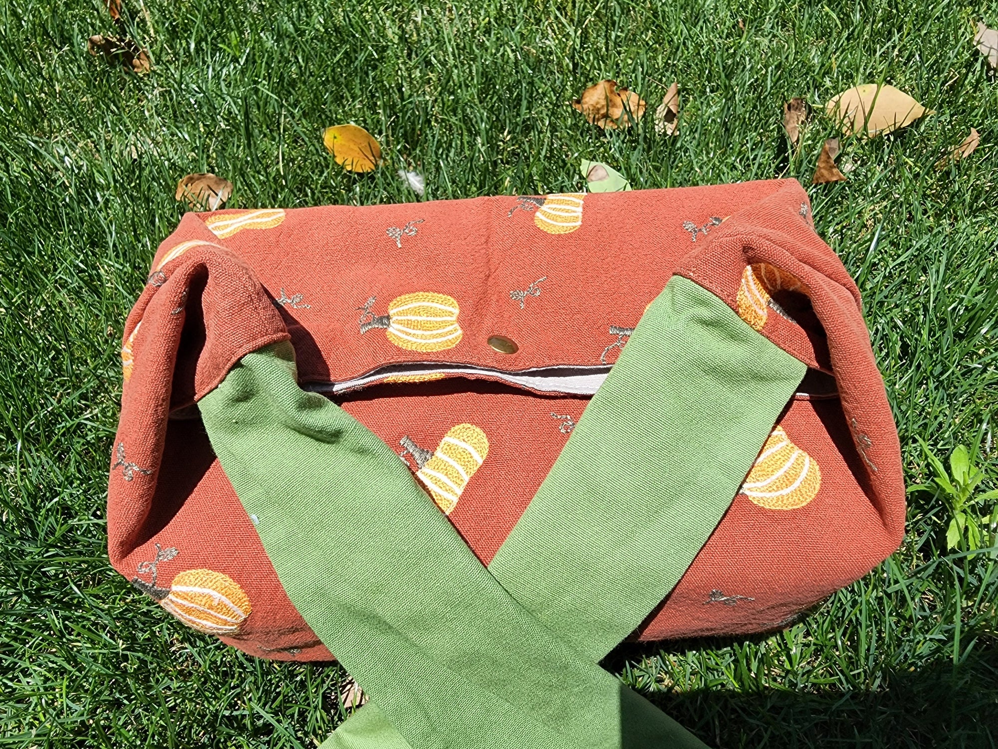 Custom Name Pumpkin insulated lunch bag bento bag, zero waste , Eco Friendly lunch box cloth School Gift for women