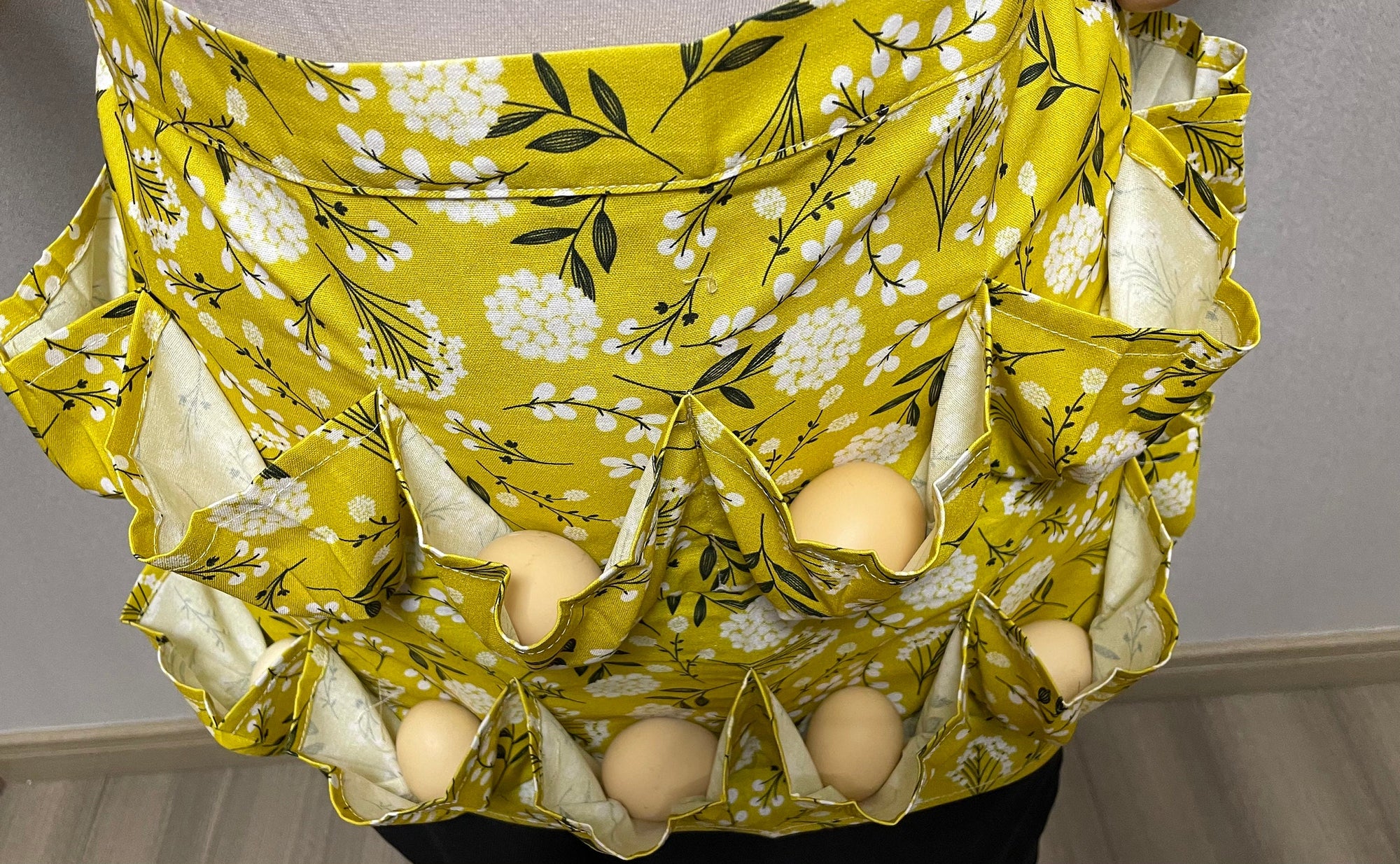 Egg Gathering Apron,Garden Apron,Egg Collecting Apron ，Harvest Apron, Cotton Apron，Egg Apron-yellow dandelion for adult and kids