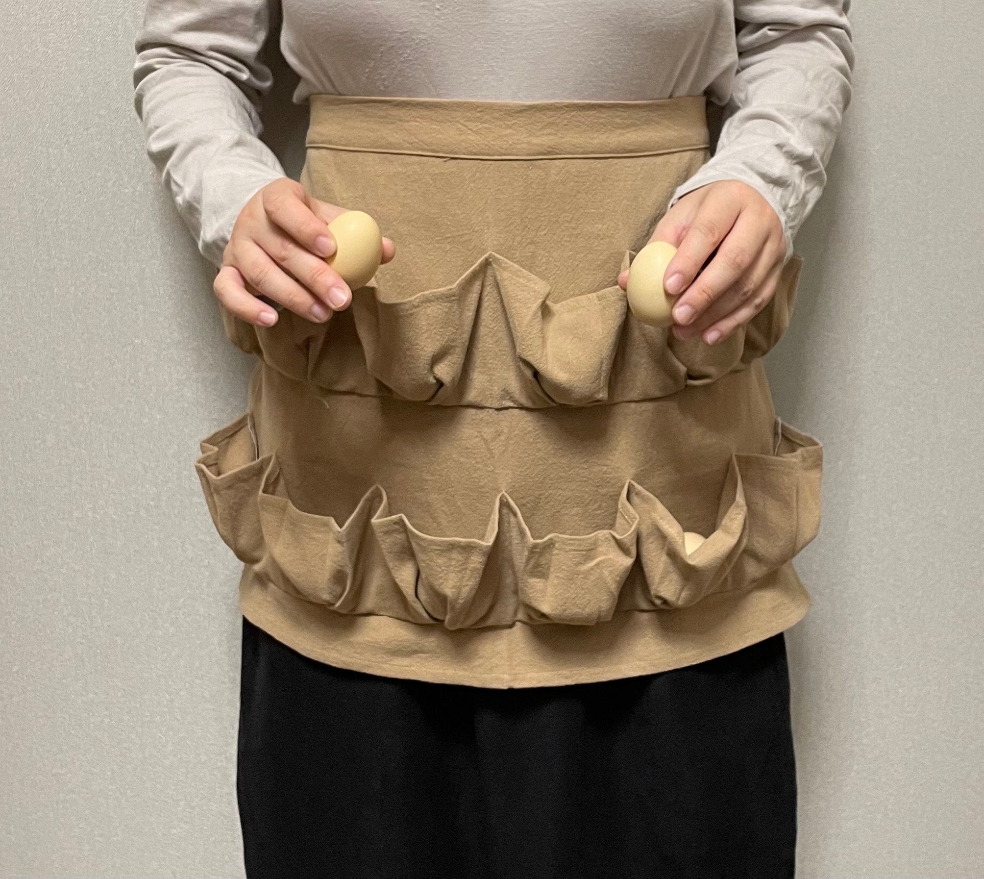 Egg Gathering Apron,Garden Apron,Egg Collecting Apron ，Harvest Apron, Cotton Apron，Egg Apron-Khaki for adult and kids