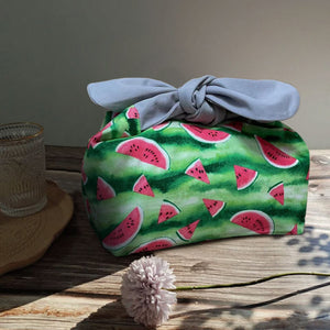 Custom Name Watermelon insulated lunch bag bento bag, zero waste , Eco Friendly lunch box cloth School Gift for women