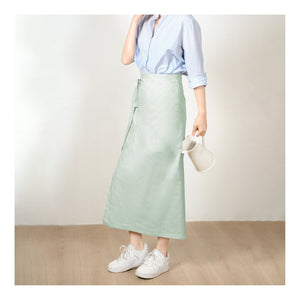 Custom Size Cotton linen wrap skirt, wrap around skirt,high waisted skirt,Custom Size, wrap midi skirt,Full length skirt, Light green