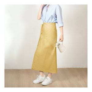 Custom Size Cotton linen wrap skirt, wrap around skirt,high waisted skirt,Custom Size, wrap midi skirt,Full length skirt, Yellow