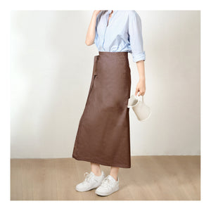 Custom Size Cotton linen wrap skirt, wrap around skirt,high waisted skirt,Custom Size, wrap midi skirt,Full length skirt, Coffee