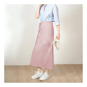 Custom Size Cotton linen wrap skirt, wrap around skirt,high waisted skirt,Custom Size, wrap midi skirt,Full length skirt, Pink