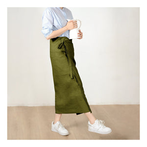 Custom Size Cotton linen wrap skirt, wrap around skirt,high waisted skirt,Custom Size, wrap midi skirt,Full length skirt, Grass green