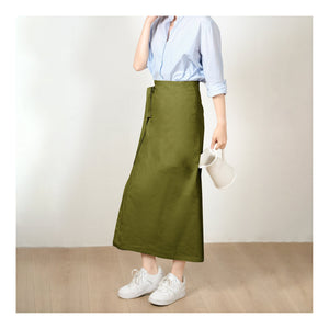 Custom Size Cotton linen wrap skirt, wrap around skirt,high waisted skirt,Custom Size, wrap midi skirt,Full length skirt, Grass green