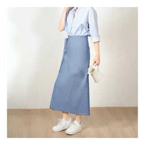 Custom Size Cotton linen wrap skirt, wrap around skirt,high waisted skirt,Custom Size, wrap midi skirt,Full length skirt, Blue