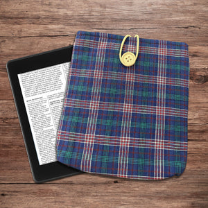 Cotton Plaid Kindle Sleeve, Padded Book Sleeve, Book Pouch Kindle Paperwhite Case, Kindle Oasis Cover, Cute Book Sleeve