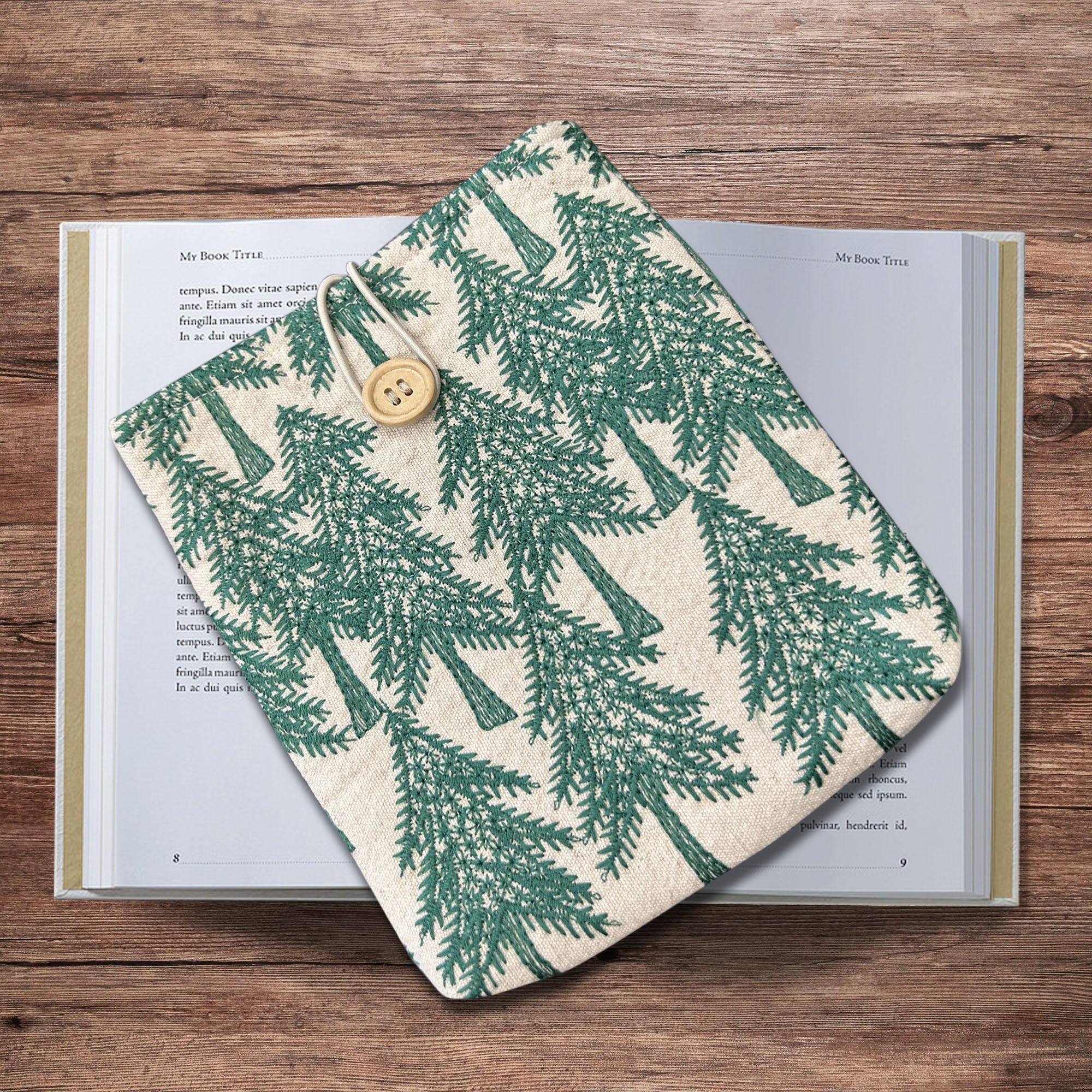 Embroidered Tree Kindle Sleeve, Padded Book Sleeve, Book Pouch Kindle Paperwhite Case, Kindle Oasis Cover, Cute Book Sleeve