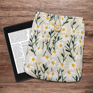 Embroidered dandelion Kindle Sleeve, Padded Book Sleeve, Book Pouch Kindle Paperwhite Case, Kindle Oasis Cover, Cute Book Sleeve