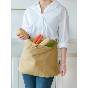 Harvest Apron Gathering Apron, Egg Apron，Cotton Foraging Apron Garden Apron with pockets Vegetable, Fruit,Christmas gift caramel