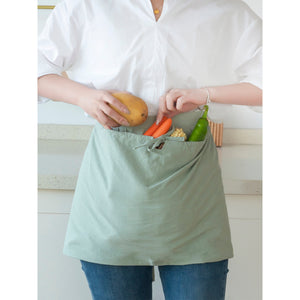 Harvest Apron Gathering Apron, Egg Apron，Cotton Foraging Apron Garden Apron with pockets Vegetable, Fruit,Christmas gift light green