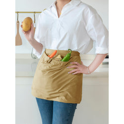 Harvest Apron Gathering Apron, Egg Apron，Cotton Foraging Apron Garden Apron with pockets Vegetable, Fruit,Christmas gift caramel