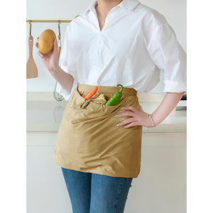 Harvest Apron Gathering Apron, Egg Apron，Cotton Foraging Apron Garden Apron with pockets Vegetable, Fruit,Christmas gift caramel