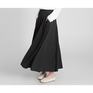 Custom size cotton skirt loose skirts A-line elastic waist skirt travel skirt beach skirt dark gray christmas gift