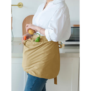 Harvest Apron Gathering Apron, Egg Apron，Cotton Foraging Apron Garden Apron with pockets Vegetable, Fruit,Christmas gift caramel