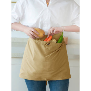 Harvest Apron Gathering Apron, Egg Apron，Cotton Foraging Apron Garden Apron with pockets Vegetable, Fruit,Christmas gift caramel