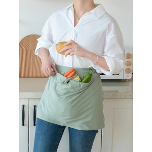 Harvest Apron Gathering Apron, Egg Apron，Cotton Foraging Apron Garden Apron with pockets Vegetable, Fruit,Christmas gift light green