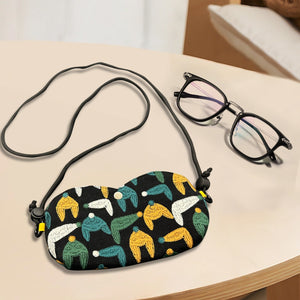 Custom sunglass Adjustable crossbody bag,hand embroidered pouch,glasses padded pouch neck bag,Coin Purse,Sunglasses bag Embroidered animal