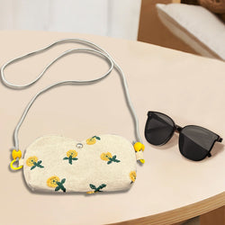 Personalized sunglass Adjustable crossbody bag,hand embroidered pouch,glasses padded pouch neck bag,Coin Purse,Sunglasses bag Daisy