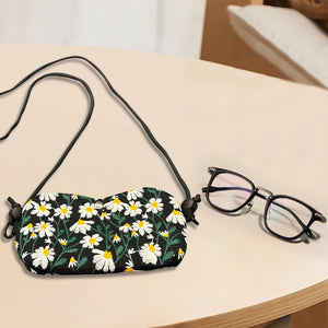 Personalized sunglass Adjustable crossbody bag,hand pouch,glasses padded pouch neck bag,Coin Purse,Sunglasses bag embroidered daisy