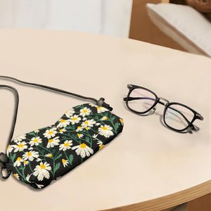 Personalized sunglass Adjustable crossbody bag,hand pouch,glasses padded pouch neck bag,Coin Purse,Sunglasses bag embroidered daisy