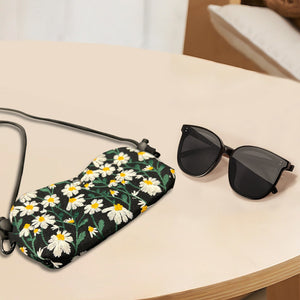 Personalized sunglass Adjustable crossbody bag,hand pouch,glasses padded pouch neck bag,Coin Purse,Sunglasses bag embroidered daisy