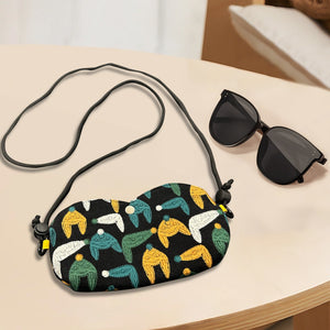 Custom sunglass Adjustable crossbody bag,hand embroidered pouch,glasses padded pouch neck bag,Coin Purse,Sunglasses bag Embroidered animal