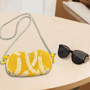 Personalized sunglass Adjustable crossbody bag,hand embroidered pouch,glasses padded pouch neck bag,Coin Purse,Sunglasses bag yellow wheat