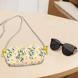 Personalized sunglass Adjustable crossbody bag,hand pouch,glasses padded pouch neck bag,Coin Purse Sunglasses bag embroider daisy