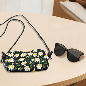 Personalized sunglass Adjustable crossbody bag,hand pouch,glasses padded pouch neck bag,Coin Purse,Sunglasses bag embroidered daisy