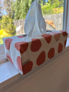 Rectangle Tissue Box Cover, Tissue Dispenser, Home Gift,Housewarming gift,Mothers Day Gift,Kitchen Decor,Bathroom Decor,Strawberry