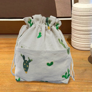 Name Custom Insulated Lunch Bag with drawstring closure, Organizer Bag Embroidered cactus Handbag Travel Bag gift for her