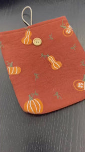 Embroidered pumpkin Kindle Sleeve, Padded Book Sleeve, Book Pouch，Kindle Paperwhite Case, Kindle Oasis Cover, IPad Sleeve, Cute Book Sleeve