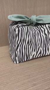 Custom Name Zebra insulated  lunch bag bento bag, zero waste , Eco Friendly  lunch box cloth School Gift for  women