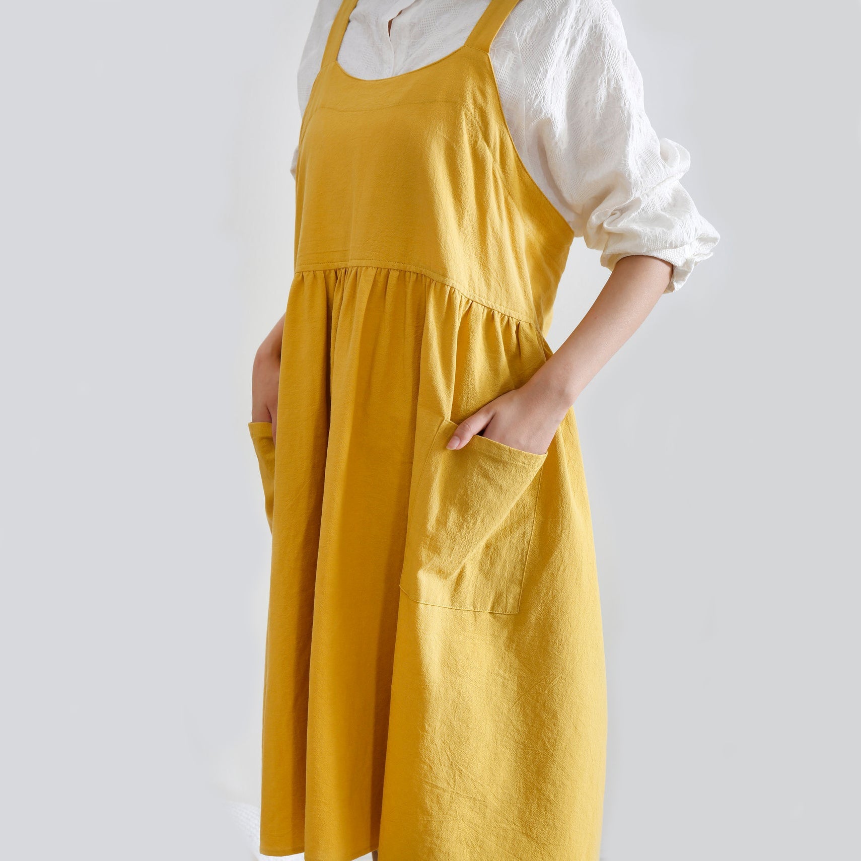 Pinafore Apron Dress — Dark Yellow