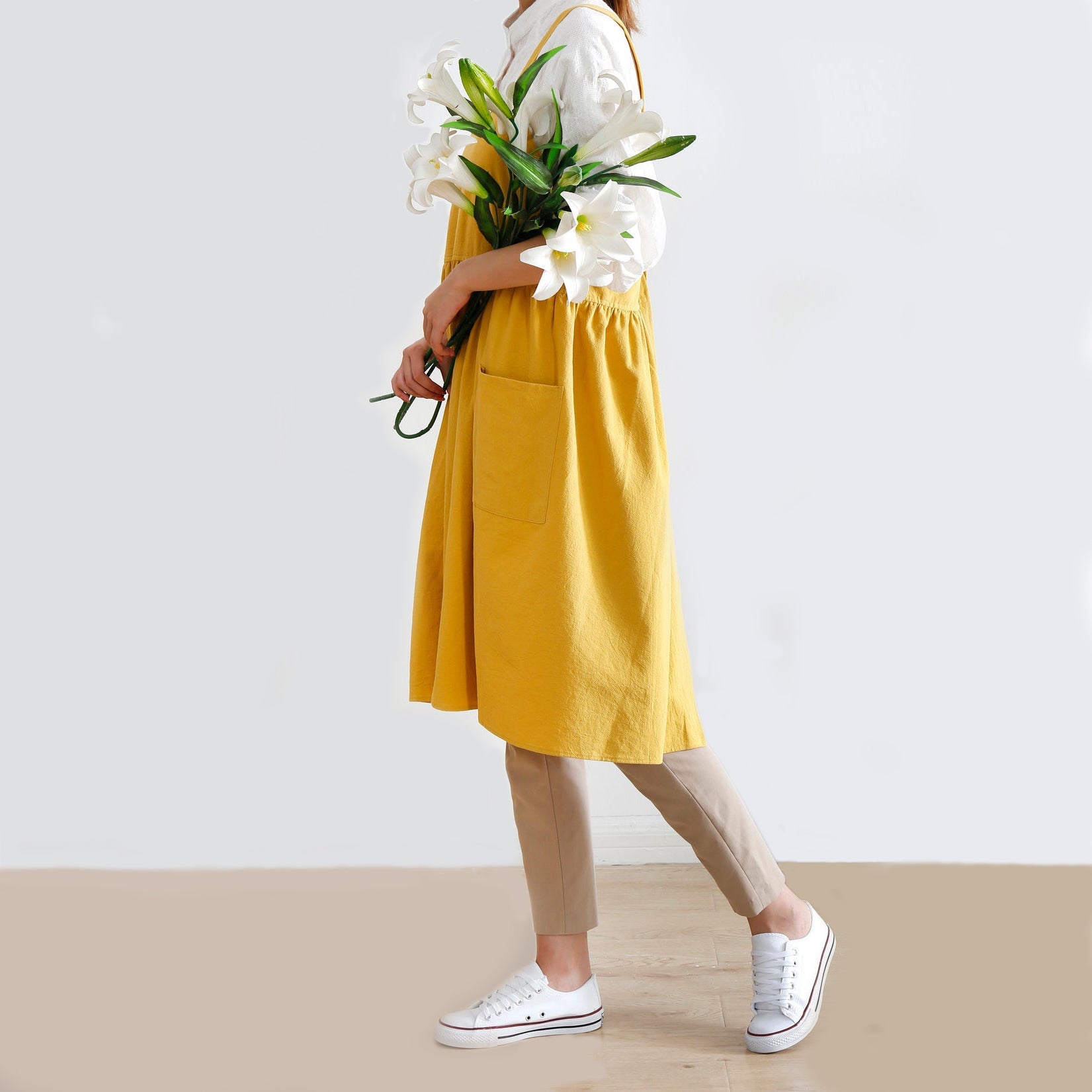 Pinafore Apron Dress — Dark Yellow