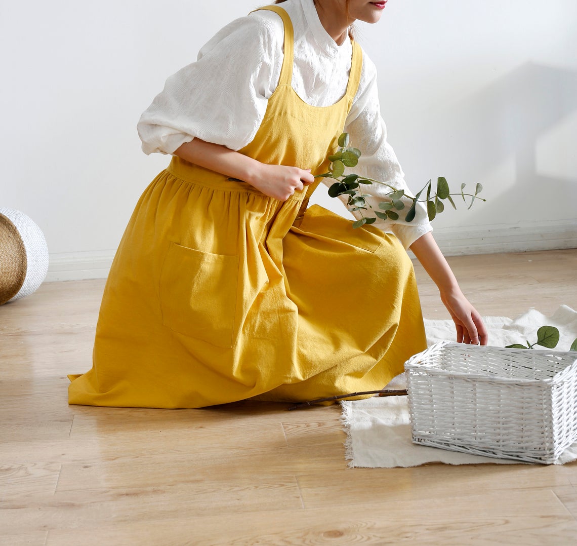 Pinafore Apron Dress — Dark Yellow