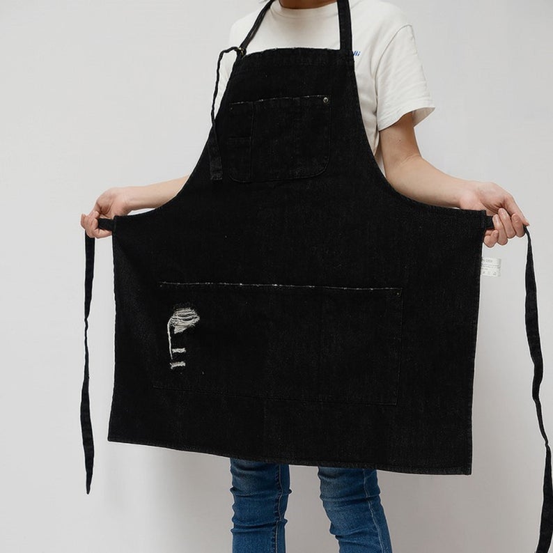 Dark Blue Denim Short Apron