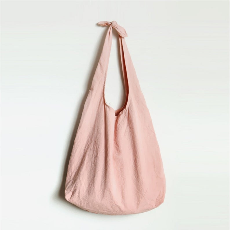 Pink Adjustable Linen Tote Bag