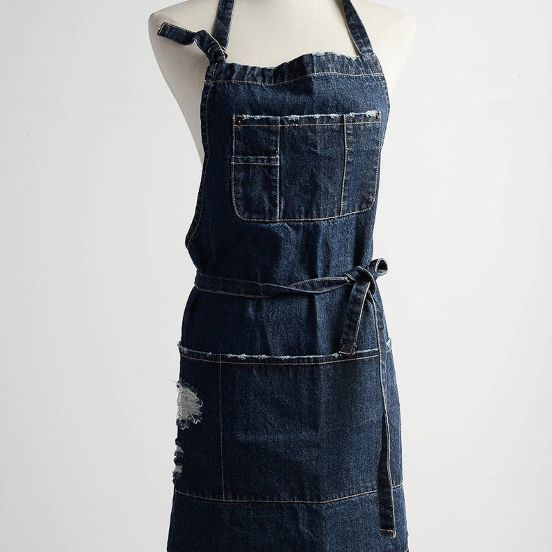 Dark Blue Denim Short Apron