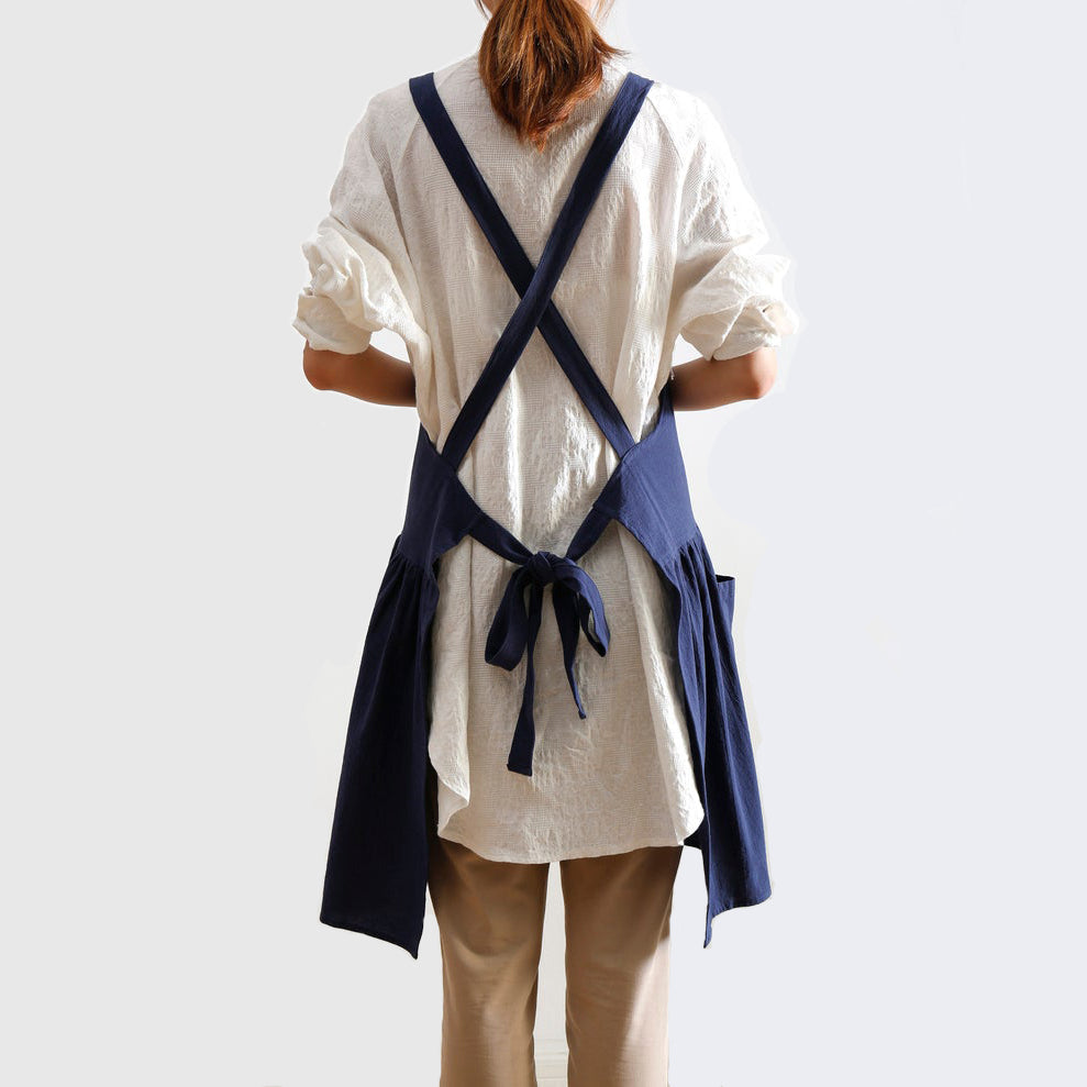 Dark Blue Linen Apron