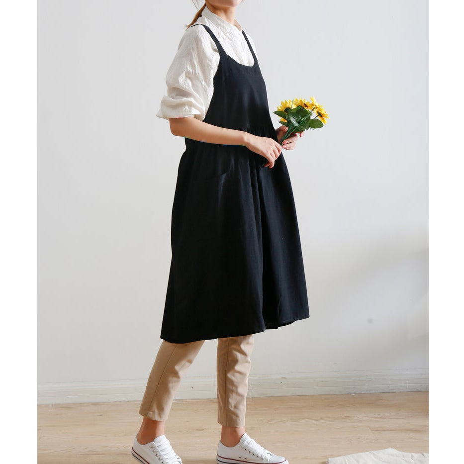 Black Linen Apron