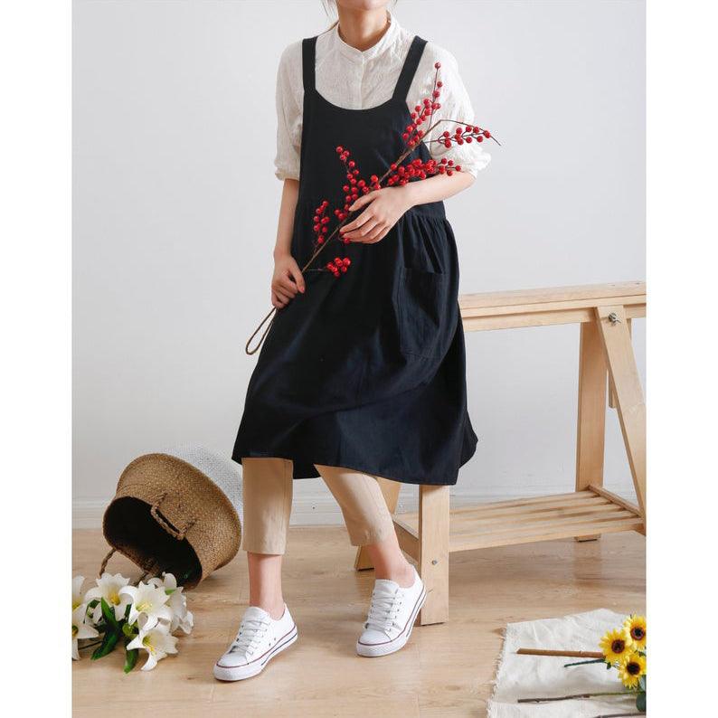 Black Linen Apron