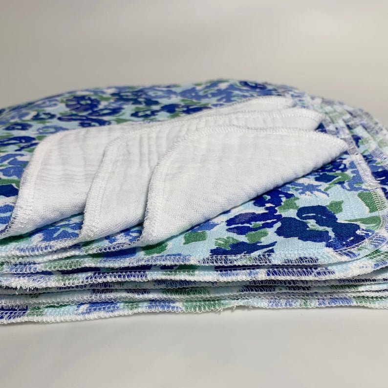 Multi-Use Soft Towel, Set of 12 — Blue Flowers