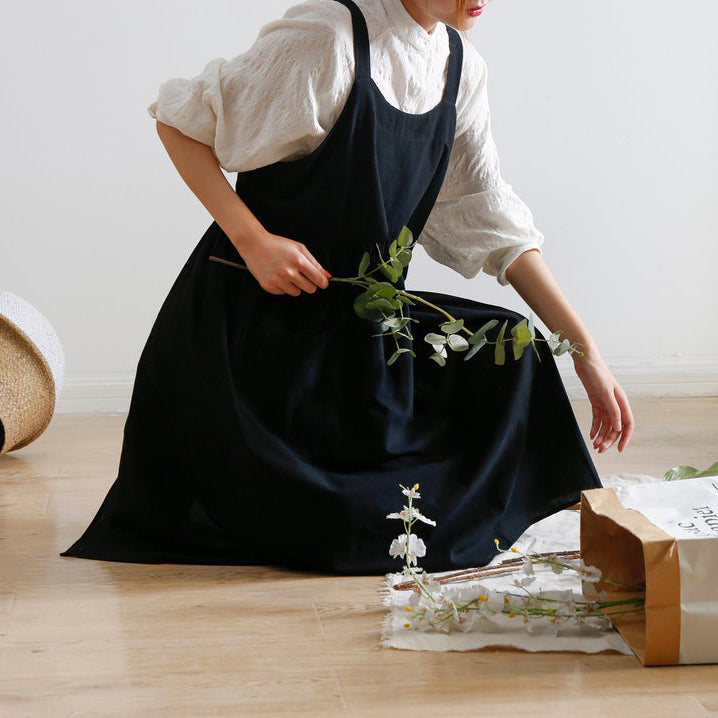 Black Linen Apron