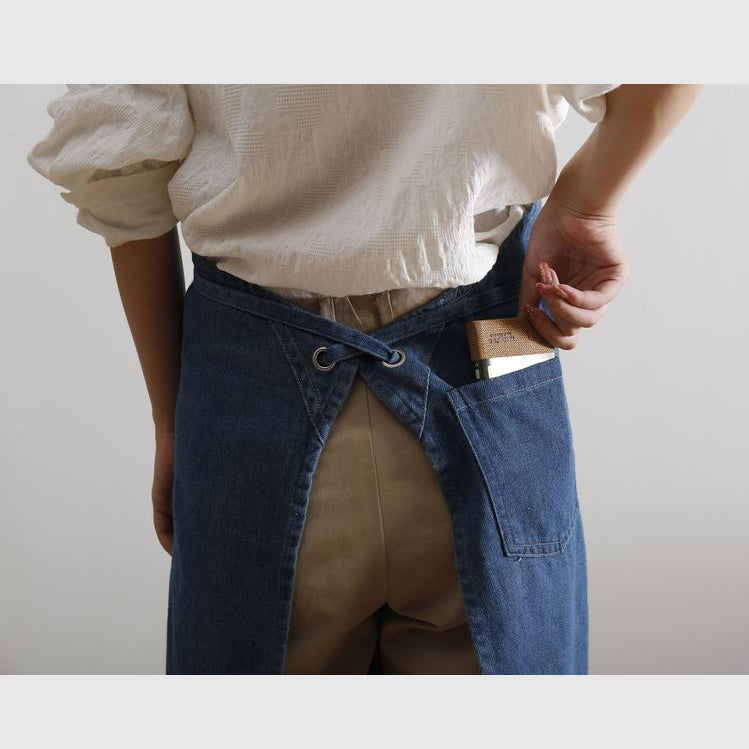 Dark Blue Denim Unisex Apron with Pockets