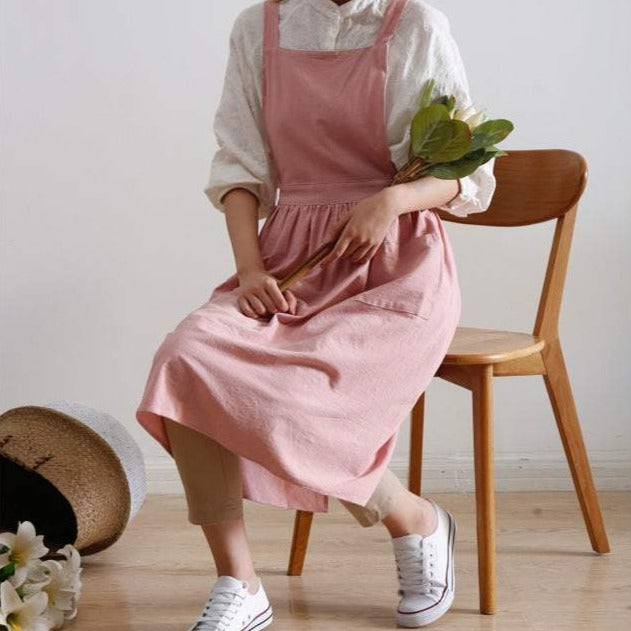 Pinafore Apron Dress — Pink