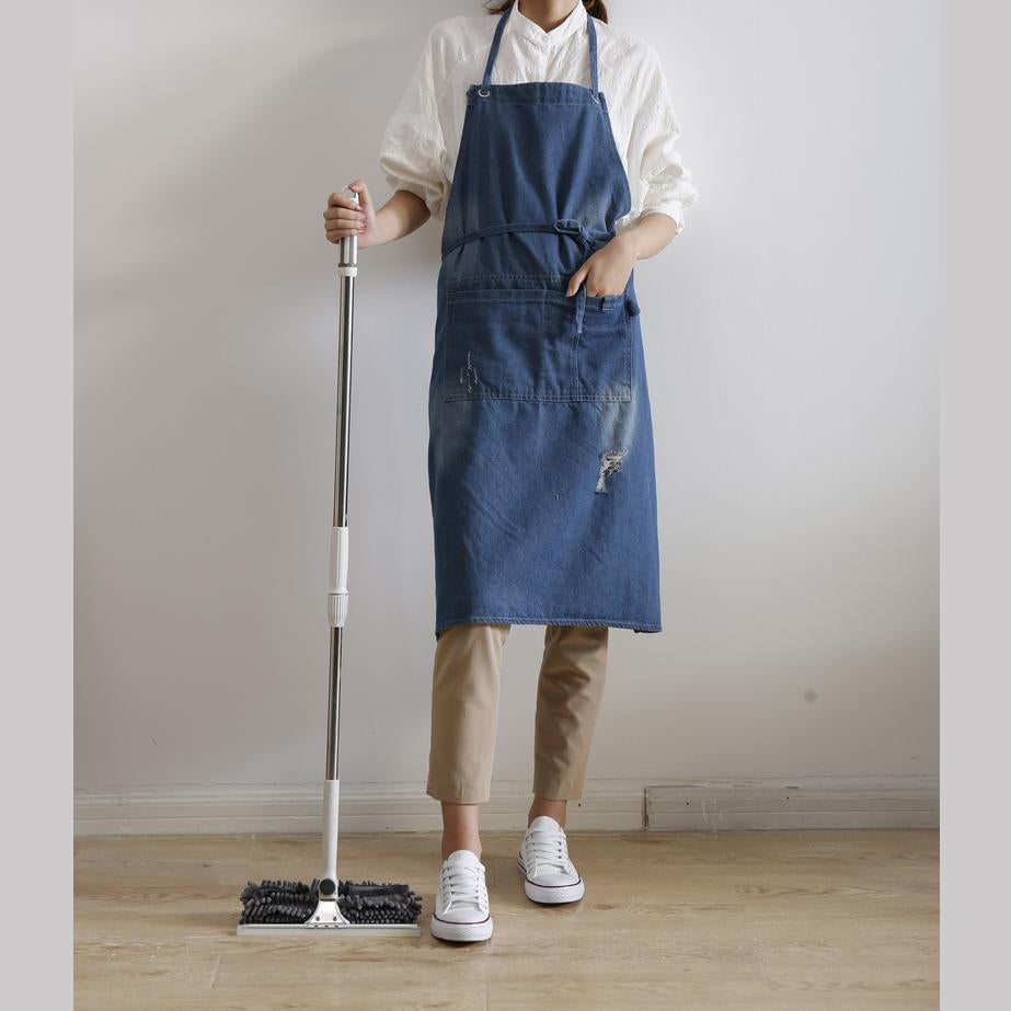 Dark Blue Denim Unisex Apron with Pockets