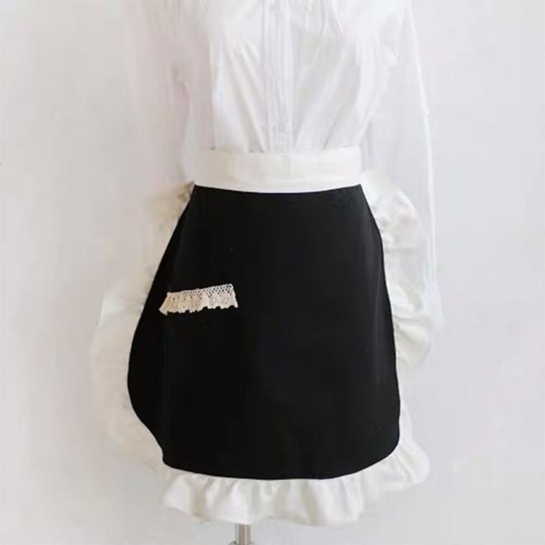 Black Half Apron with Pocket